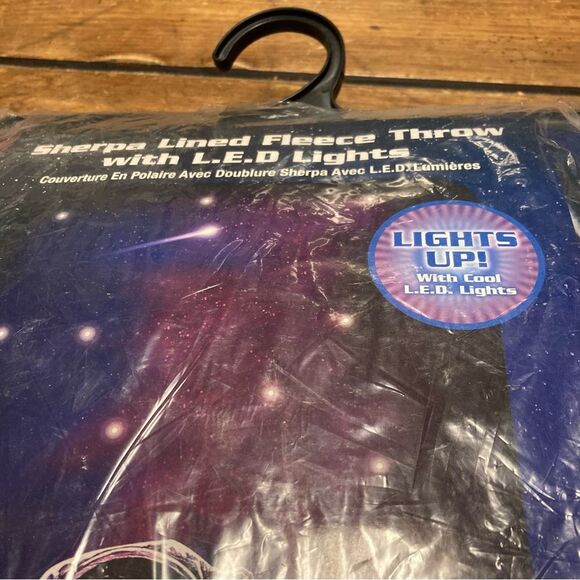 ThinkGeek Space LED Light Up Fleece Sherpa Throw Blanket New Astronaut NWT - Picture 7 of 9